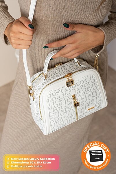 POLOGRAND London Original Just Polo Collection Geantă de mână și de umăr elegantă din piele moale de lux, cu curea încrucișată reglabilă