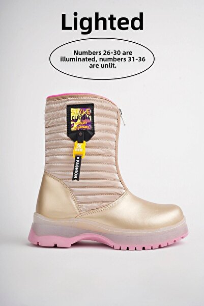 MUGGO Boty do deště a sněhu s vroubkovanou vložkou z fleece předního zipu pro děti se zárukou Bloom