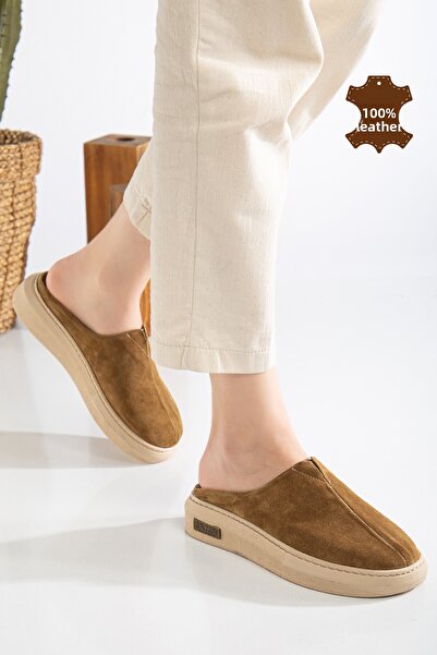 Polomia Comfort Nova γυναικείο γνήσιο δέρμα σουέτ κλειστό μπροστινό μέρος Cool λεπτομέρεια από καουτσούκ Άνετη σόλα Casual Sabo Daily Home Παντόφλες