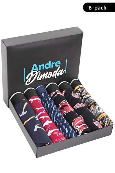 andredimoda Ανδρικά 6 πακέτα Boxers 1ο Class Fabric Premium Package Special Design. Δώρο προίκας απλό μποξεράκι Lycra