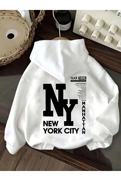 buendiakids Dívčí/chlapecká mikina s kapucí a potiskem New York City