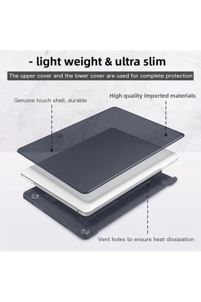 TEKNETSTORE Apple Macbook Air 13 "2020 (m1 Chip) A2337 غطاء حماية أسود شفاف