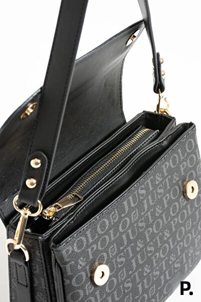 Just Polo Stone 2 Compartment Shoulder Bag Monogram 2197mh