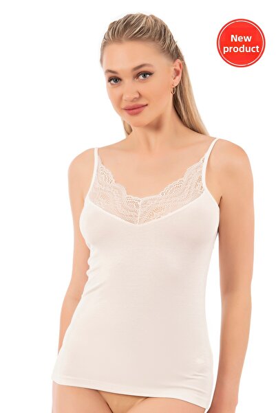 ÖZKAN underwear Özkan 26954 Γυναικείο βαμβακερό μοντάλ ελαστικό μαλακό δαντέλα με λεπτομέρεια με λεπτό λουράκι