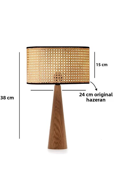 HOMİNG Lucca Wooden Body - Original Hazeran Rattan Lampshade Ayd-3571