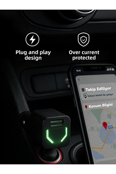 Gözcü Mobil Cigarette Lighter Car Tracker Geofence Vehicle Tracking System Instantaneous Location Historical Location