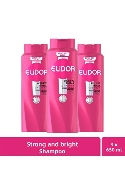 Elidor Hair Care Shampoo Strong and Shiny 650 ml X3