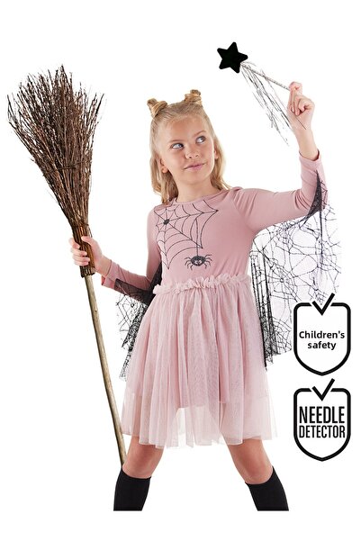 Denokids Κοριτσίστικο ροζ τούλι - σχέδιο αποκριών αράχνη