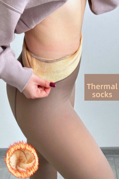 MEBA Млечнокафяв плюшен чорапогащник Winter Thermal Skin Look с плюшена вътрешна страна