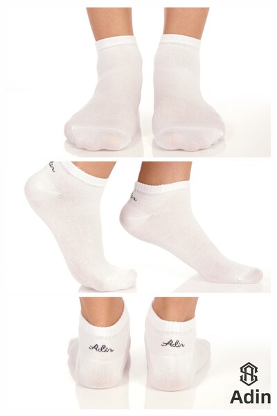 Adin Унисекс бамбукови ботуши, обикновени бели чорапи, безшевни, премиум, комплект от 12 броя