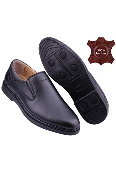 DETECTOR Men's Black Inner Outer Genuine Leather Orthopedic Casual Shoes Brm326