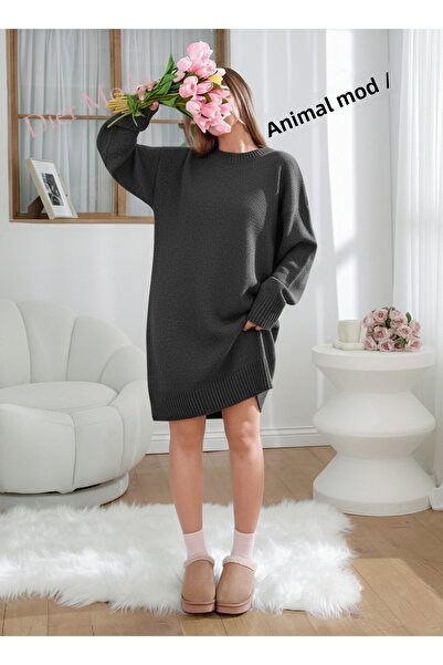 Dier Moda Γυναικείο πουλόβερ με λαιμόκοψη ποδηλατικού τύπου, εξαιρετικά απαλό, φορέματα πουλόβερ fmoda1972/3