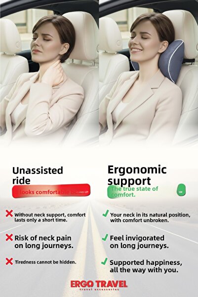 Viscofoam Grey Car Orthodox Neck Pillow Auto Visco Neck Pillow