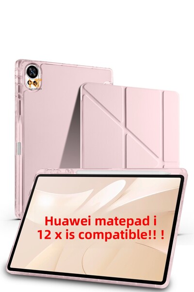 Nezih Case Huawei Matepad 12 X 2025 Compatible Trifolding Soft Silicone Case with Pen Compartment on the Back