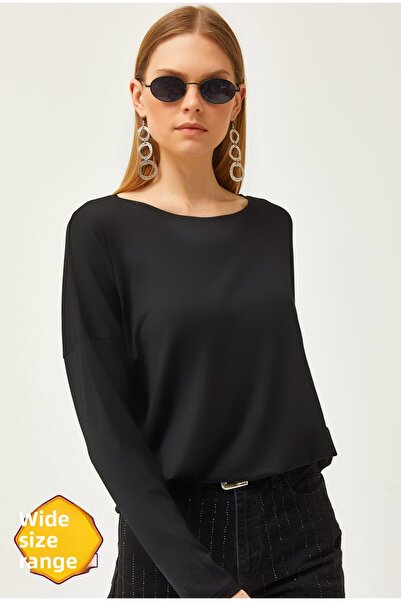Olalook Γυναικεία μαύρη μπλούζα από βισκόζη BLZ-19002588