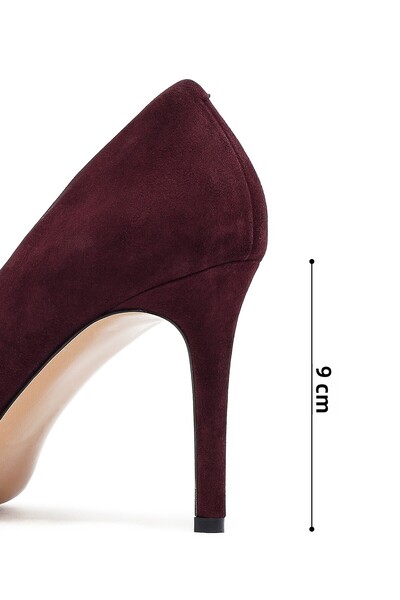 Derimod Women's Burgundy Thin Heeled Suede Leather Stiletto,High Heel Shoes 25Afd130610