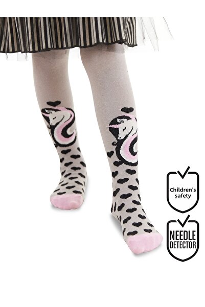 Denokids Unicorn Gray Pink Girls Pantyhose
