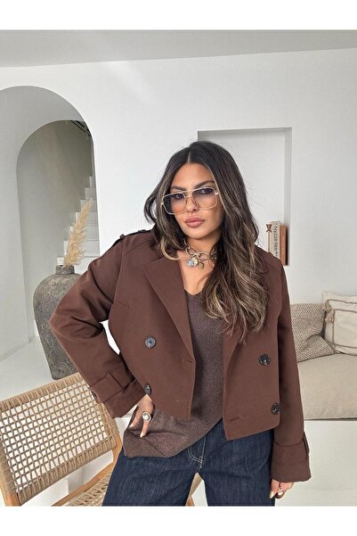 MEECY Women's Viral Model Short Trench Coat