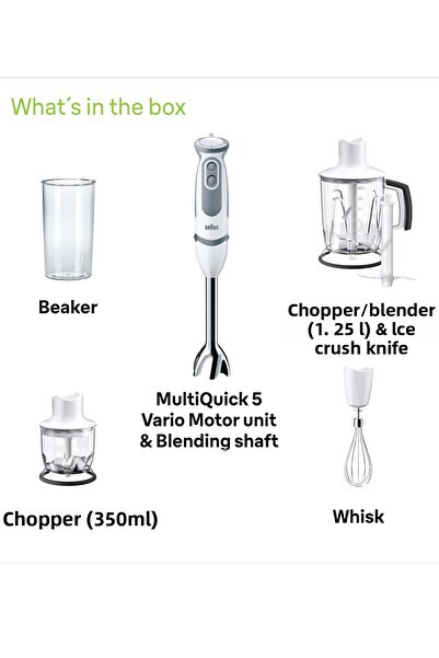 Braun Mq5245wh Multiquick 5 Vario 1000 W Hand Blender Set