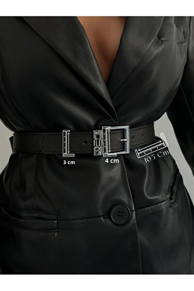 Fiori Lettered Bridge Silver Buckle Women's Belt, Pants Belt, Jacket Belt, Dress Belt