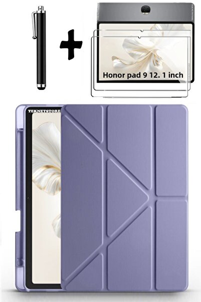 TEKNETSTORE Honor Pad 9 12.1 - Inch Compatible, Pen Compartment, Stand Silicone Case + Screen Protector + 3-Piece Stylus Set