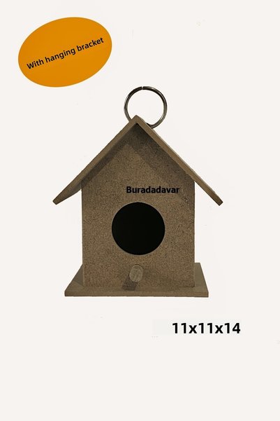 Buradadavar Hobi Ahşap Wooden Birdhouse Nest 11x11x14