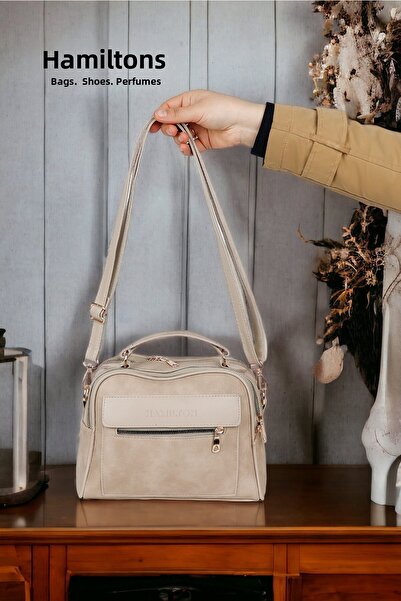 HAMILTON Original Women's Crossbody and Handbag with Adjustable Strap Leather Textured Three-Eye Large Shoulder and Handbag