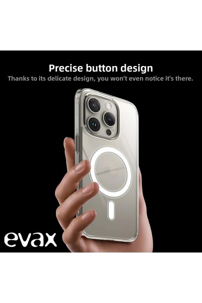 Evax (ميكا ماجسيف) جراب ماجسيف قصة ضيقة ومتوافق مع هاتف iPhone 16 Pro Max، مصنوع من مادة الميكا الصلبة الشفافة غير القابلة للالتصاق