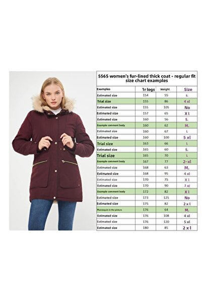 DYNAMO Women's Cherry Hooded Fur Lined Thick Coat 5565-1