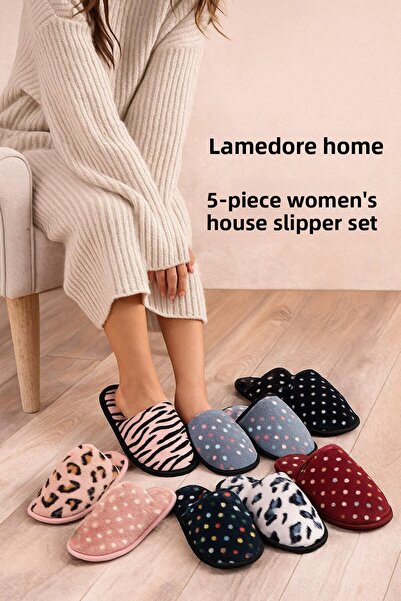 Lamedore Home 5 darabos női otthoni papucs készlet vendégeknek, hozomány, szőnyeg, ajándék, olcsó téli, hétköznapi otthoni papucs