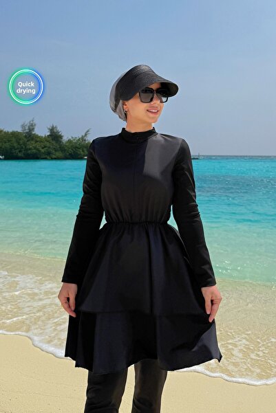 Ka Hijab Princess Full Covered 2-Piece Hijab Swimsuit - Black