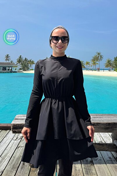 Ka Hijab Princess Full Covered 2-Piece Hijab Swimsuit - Black