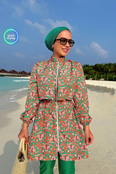 Ka Hijab Ivy Full Covered 2-Pece Hijab Μαγιό - Πράσινο