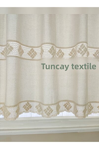 TUNCAY TEKSTİL Buldan Work Authentic Perdeau 100% bumbac, in natural, umbrelă de soare, cu șireturi la capăt
