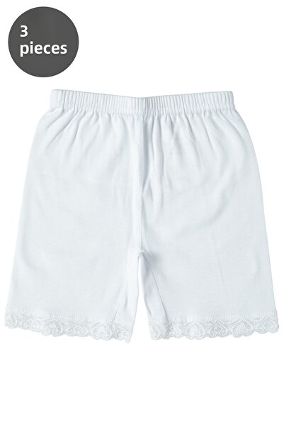 TOLIN White Lace Shorts for Girls - 100% Cotton, 3 Pack 440