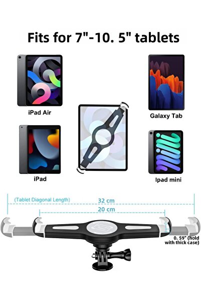 Coverzone Βάση tablet μήκους 2 μέτρων με ρυθμιζόμενη γωνία και μήκος 20-32 cm Αναδιπλούμενος εύκαμπτος σφιγκτήρας Συμβατός
