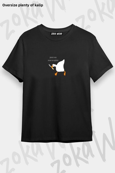 ZOKAWEAR Unisex Oversize Fit Funny Duck Design Potištěné tričko