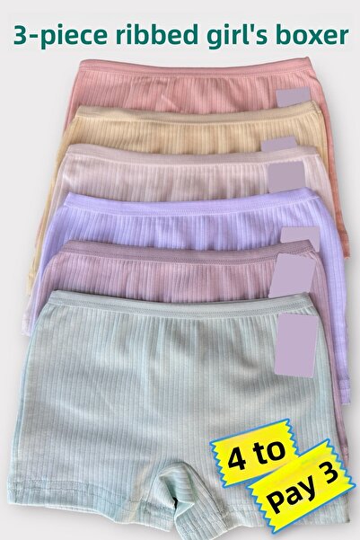Dondeza Σλιπ μπόξερ 3 συσκευασιών για κορίτσια, πολύχρωμα Lycra, βαμβακερά κορδόνια