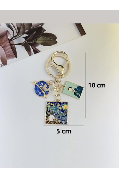 neşe palamudu Starry Night - Van Gogh Metal Charm Keychain