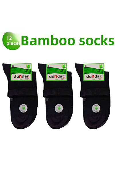 Dündar Плюс безшевни меки ароматизирани 12 броя черни мъжки бамбукови чорапи с ботуши до глезена