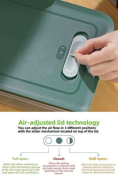 Vienev Green 5-Liter 3-Piece Adjustable Vegetable and Fruit Storage Container