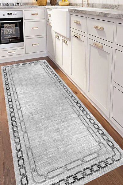 eco concept Gray Colored Runner - Hallway, Framed and Long Carpet, Doorway Carpet, Washable