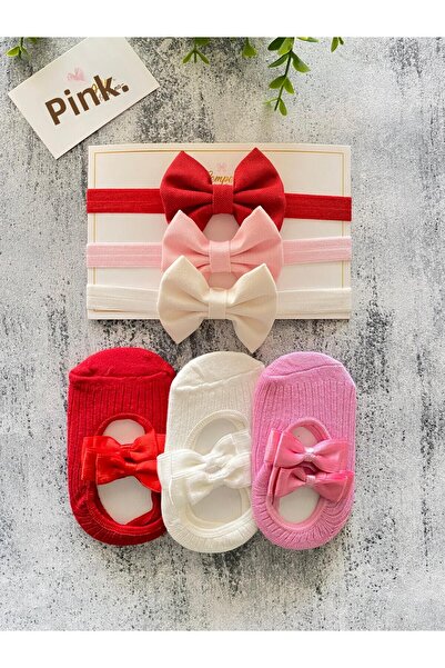 pempem bandana طقم جوارب باليرينا وباندانا مع ربطة عنق للفتيات الصغيرات