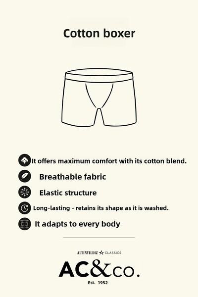 AC&Co / Altınyıldız Classics Férfi prémium pamut kevert, rugalmas mintás 3 részes boxer csomag (vőlegény csomag) hozománykészlet