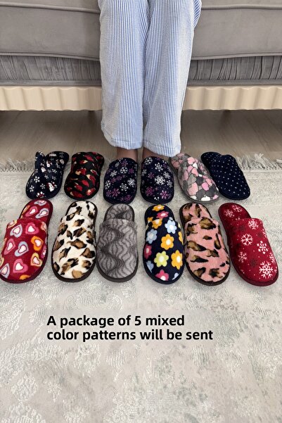 Marka Vizyon 5 أزواج من النعال النسائية المنزلية ذات النعل غير القابل للانزلاق