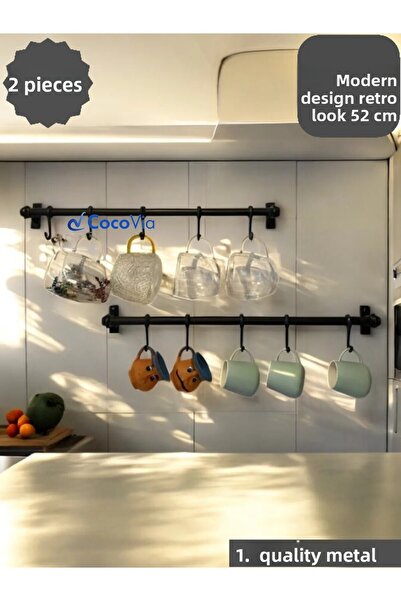 CocoVia (قطعتان) حامل أكواب زخرفي بـ 6 خطافات - حامل أكواب القهوة - حامل الأك...