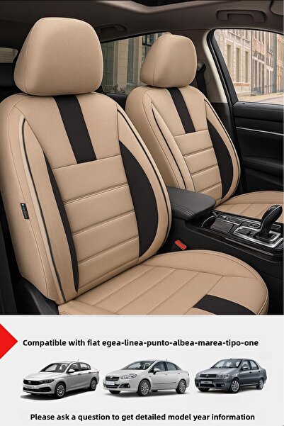 GM-DESIGN غطاء مقعد السيارة من الريش التايلاندي باللون البيج من Onyx (متوافق مع FİAT Egea-Linea-Punto-Albea-Marea-Tipo-Uno)