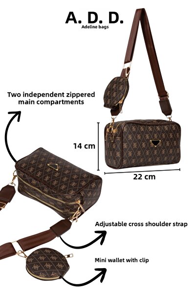 Adelina Bags Dámská vzorovaná taška přes rameno s detailem peněženky