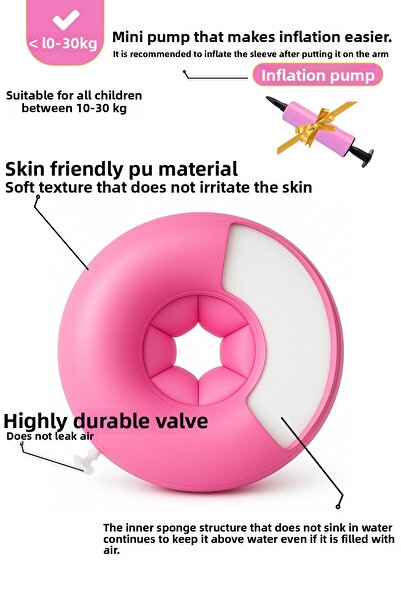 ELVENSE طقم أكمام السباحة للأطفال (10-30 كجم) – مع مضخة + حقيبة حمل
