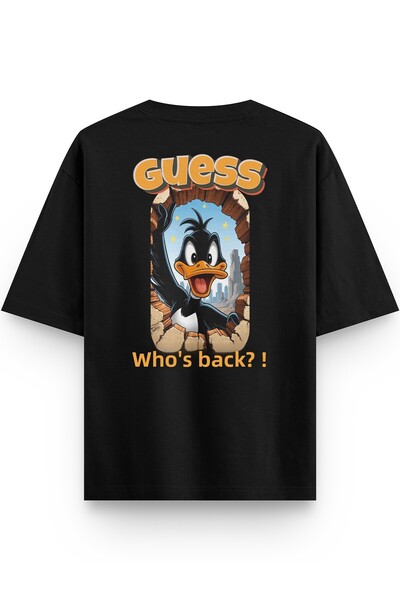 Overoz Černé tričko s potiskem na zádech, poloviční oversize velikost 1393